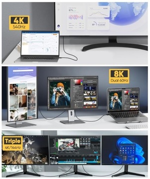 Kabel Thunderbolt 5 USB-C 80 Gb/s 240W 0,5M działa z Thunderbolt 3 4 USB 4