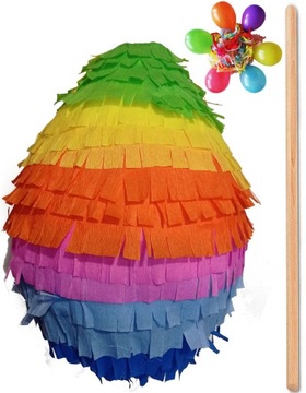 PINIATA KOLOROWA PINATA TĘCZA + KIJ + GRATISY