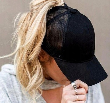 Женская бейсболка с хвостиком, черная сетка, хвостик KITTEN