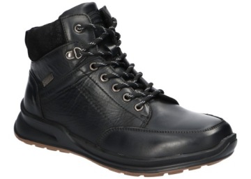 AMERICAN CLUB CY165 OCIEPLANE TRAPERY BUTY ZIMOWE SKÓRZANE MĘSKIE BLACK 44