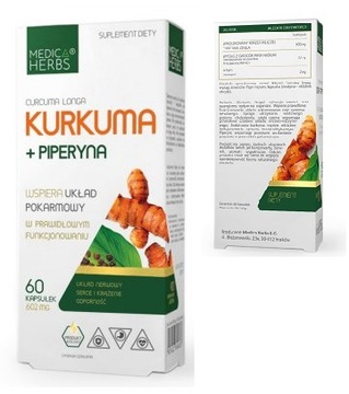 Kurkuma + Piperyna 602mg 60kaps, Medica Herbs