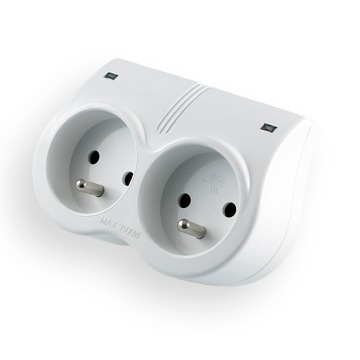 Rozgałęźnik przeciwprzepięciowy 2 gniazda 16A 250V z/u biały R20-F Elgotech