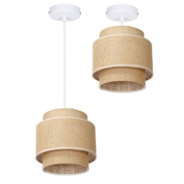 ETNO BOHO LAMPA WISZĄCA JUTOWA POTRÓJNY ABAŻUR