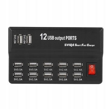 12 portów USB Hub 5V 10A Zasilacz Stacja ładująca