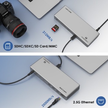 Stacja dokująca WAVLINK Thunderbolt 4 98 W PD, pojedynczy wyświetlacz 8K lub podwójny 4K