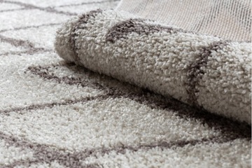 Ковер Boho лохматый с сафьяновой бахромой кремовый/коричневый 70x250