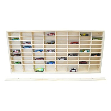 DREWNIANA PÓŁKA NA HOT WHEELS RESORAKI 80 PRZEGRÓDEK NATURALNA OD PRODUCENT