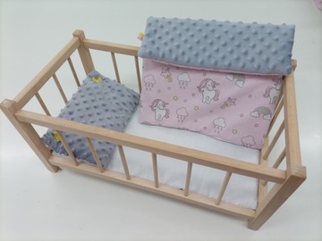 ДЕРЕВЯННАЯ КУКОЛЬНАЯ КРОВАТЬ + МИНКИ