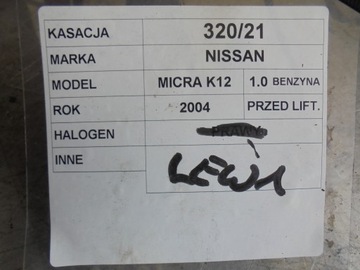 HALOGEN LEVÝ NISSAN MICRA K12 1,0B