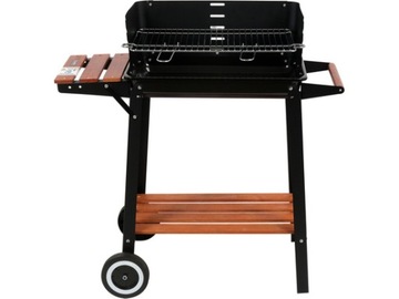 GRILL WĘGLOWY OGRODOWY Z PÓŁKĄ BOCZNĄ RUSZT 48x26.5cm