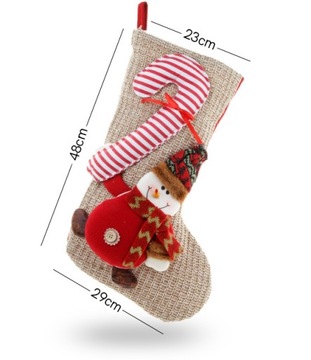 Новогодний чулок для подарков СНЕГОВИК 23х48см 3D
