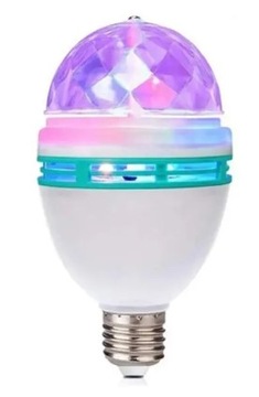 ŻARÓWKA E27 OBROTOWA KULA DYSKOTEKOWA LED RGB MOCNA PROJEKTOR