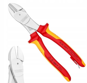 Szczypce Boczne Tnące 200mm Izolowane Elektryka 1kV VDE KNIPEX 74 06 200 T