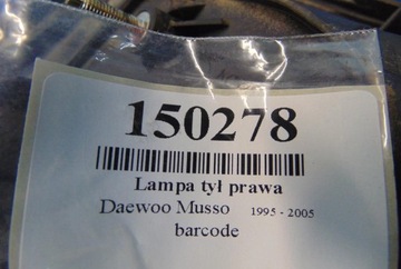 DAEWOO MUSSO SVĚTLO ZADNÍ PRAVÁ