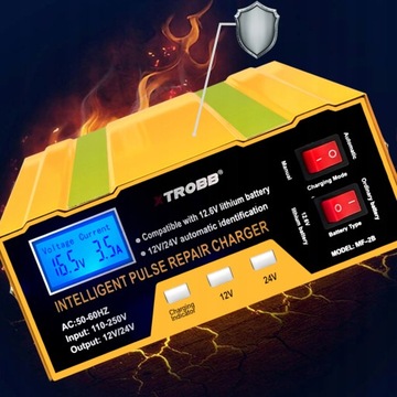 ВЫПРЯМИТЕЛЬ АВТОМОБИЛЬНОГО АККУМУЛЯТОРА Зарядное устройство 12 В 24 В Функция ремонта