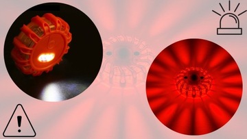 LAMPA Ostrzegawcza LAMPY OSTRZEGAWCZE LED Koguty na MAGNES 3x ŚWIATŁA FLARA