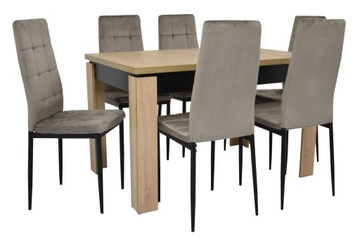 KOMPLET 6x krzesło pik aksamit stół SONOMA salonu