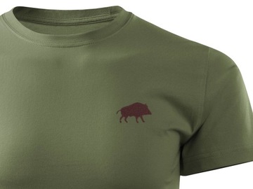 Myśliwski podkoszulek khaki T-shirt dla Myśliwego z haftowany wzór DZIK XL
