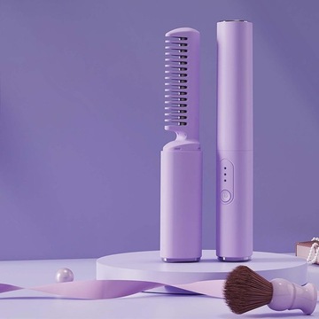 Беспроводной выпрямитель для волос Anti Scald Mini Violet, щетка для выпрямления волос