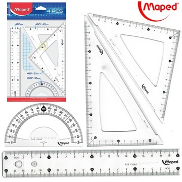 Matematyczne PRZYBORY do SZKOŁY Duże Przybory GEOMETRYCZNE Szkolne 20 Cm