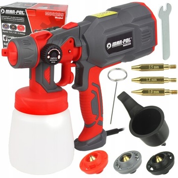 PISTOLET AGREGAT MALARSKI DO MALOWANIA ŚCIAN 550W 3 DYSZE ZESTAW + OKULARY