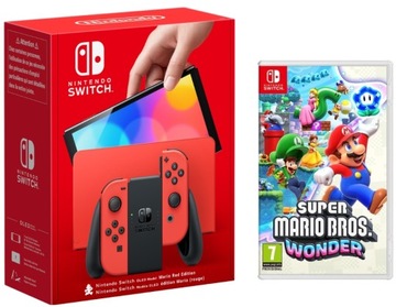 KONSOLA NINTENDO SWITCH OLED RED EDITION + GRA SUPER MARIO BROS WONDER