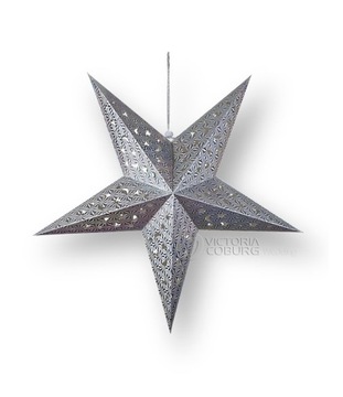 Ozdoba GWIAZDA wisząca SREBRNA 3D 60cm