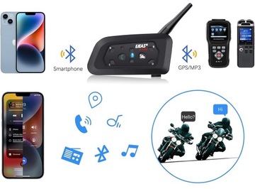 1X EJEAS V6 PRO МОТОЦИКЛСКИЙ ИНТЕРКОМ НАУШНИКИ BLUETOOTH 5.1 1200M 850MAH
