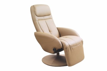 OPTIMA recliner beżowy, eco skóra, rozkładany, funkcja relax