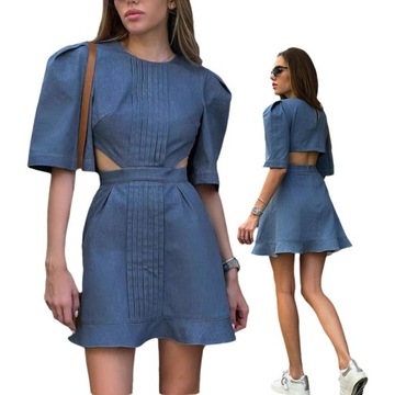 2024 Nowa Elegancka damskie sukienka wyszczuplajaca modna spodnica jeansowa