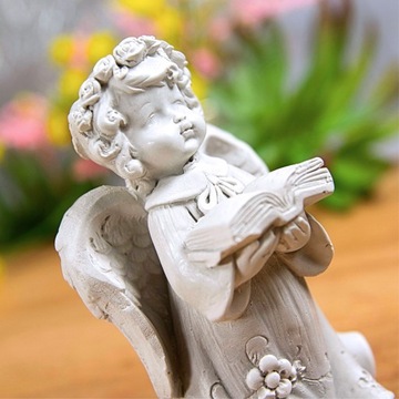 АНГЕЛ С КНИГОЙ гипсовая фигурка ПРИЧАСТЬЕ украшение ПОДАРОК ​​серый