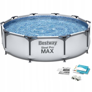 BASEN STELAŻOWY OKRĄGŁY OGRODOWY BESTWAY 305x76 DUŻY STEEL PRO MAX