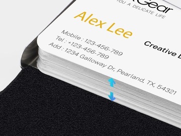 Кожаная визитница, Элегантный подарок для начальника, из искусственной кожи черного цвета