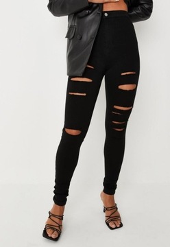 MISSGUIDED TALL CZARNE JEANSY DZIURY (29)