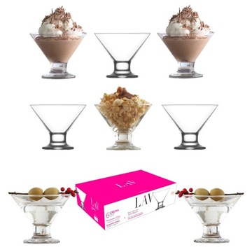 Kieliszki do drinków pucharki do lodów deserów CREMA LAV 6 szt 165 ml