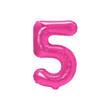 Balon foliowy cyfra 5 ciemnoróżowa