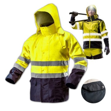 NEO РАБОЧАЯ КУРТКА ВОДОНЕПРОНИЦАЕМАЯ ТОЛСТОВКА С ПРЕДУПРЕЖДЕНИЕМ 1000мм ЖЕЛТАЯ 81-720 S/48