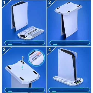 ВЕРТИКАЛЬНАЯ СТАНЦИЯ ОХЛАЖДЕНИЯ И ЗАРЯДКИ ДЛЯ КОНСОЛИ PS5, МНОГОФУНКЦИОНАЛЬНАЯ, СО СВЕТОДИОДОМ
