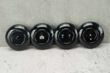 черная боковая рамка для круглой розетки, круглые аксессуары для лофта в стиле ретро HIT