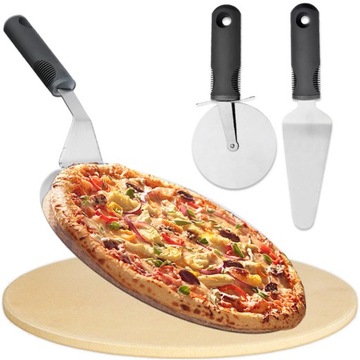 ZESTAW DO PIZZY KAMIEŃ TACA ŁOPATKA RADEŁKO 4 EL.