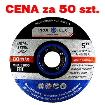 50 szt. TARCZA TARCZE DO CIĘCIA METALU 125 x 1.2 mm | PROFI-FLEX