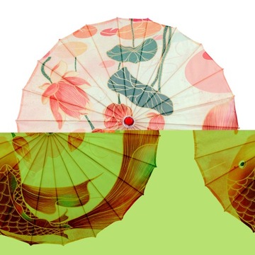 Зонт из промасленной бумаги. Ветрозащитный восточный зонт Кои, японский узор, 56 см.