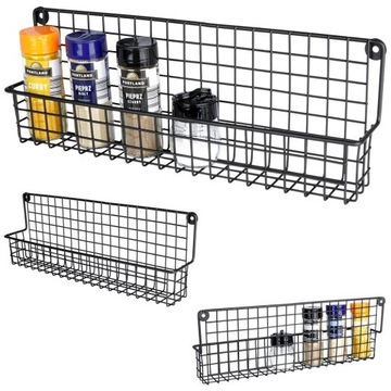 Полка настенная для специй, металл, черный, лофт, 39,5х6,5х14см