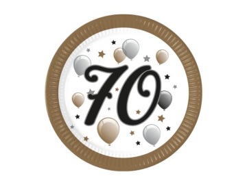 Тарілочки паперові 70 день народження FSC 23 см 8 шт.
