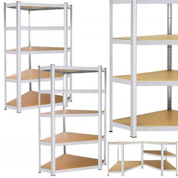 2X REGAŁ MAGAZYNOWY 5 PÓŁEK METALOWY SZAFKA DO GARAŻU PIWNICY NAROŻNY 875kg