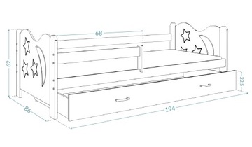 Один сюжетная кровать 190x80 Сосновая белая Санта
