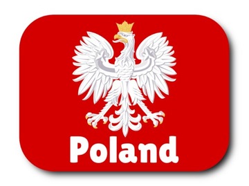 Czerwony magnes z godłem Polski orzeł biały Poland
