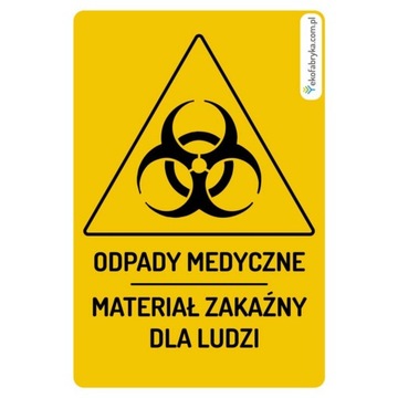 Naklejka na pojemnik odpady medyczne 10×15 cm