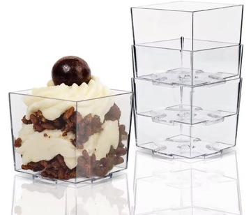Pojemnik kubeczek KWADRAT na desery przekąski fingerfood 65ml 20szt