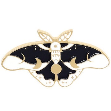 Przypinka Metal Czarno Złota Ćma Moth Owad Pin